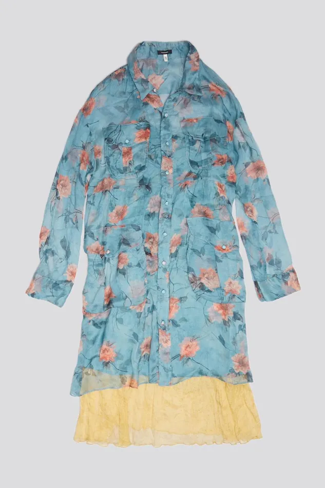R13 Tops Women DOUBLE LAYER DRESS SET 8211 BLUE FLORAL