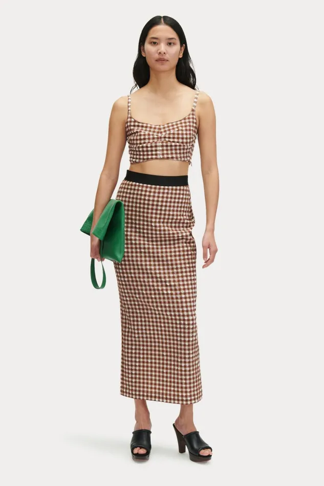 Rachel Comey Tops Women Labora Top Brown Check Rachel Comey Tops Women Labora Top Brown Check