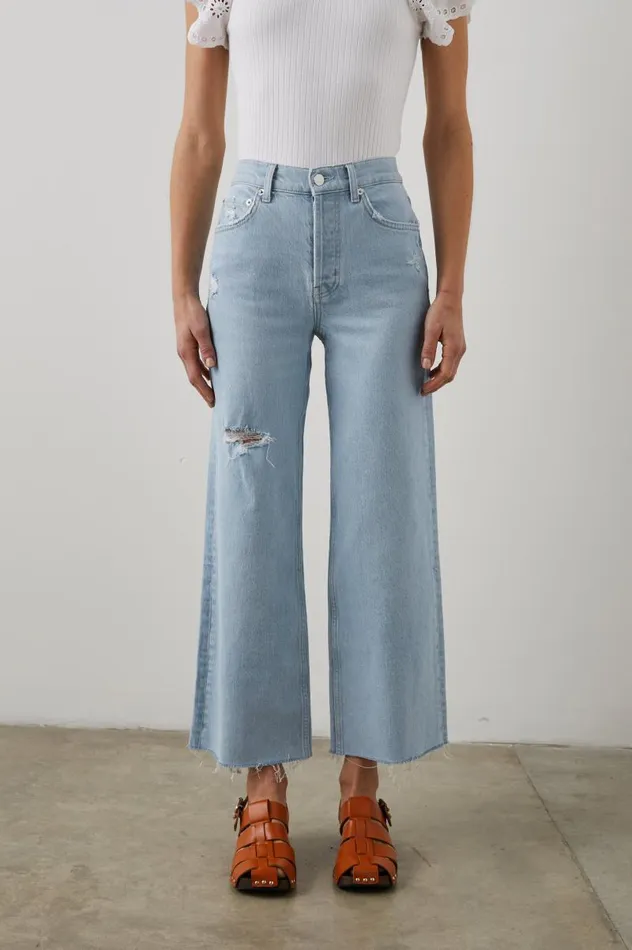 Rails Denim Women GETTY CROP WIDE LEG Oceanview Distress
