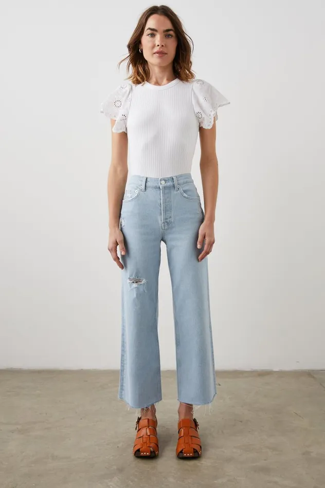 Rails Denim Women GETTY CROP WIDE LEG Oceanview Distress