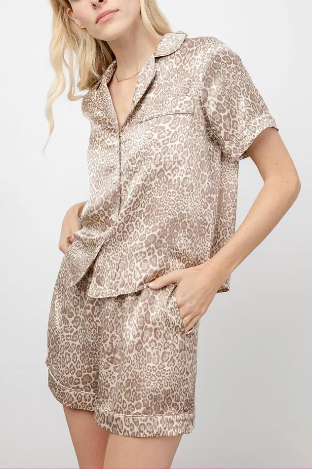 Rails Sleepwear and Lounge Women TOMMI PAJAMA SET Tan Cheetah