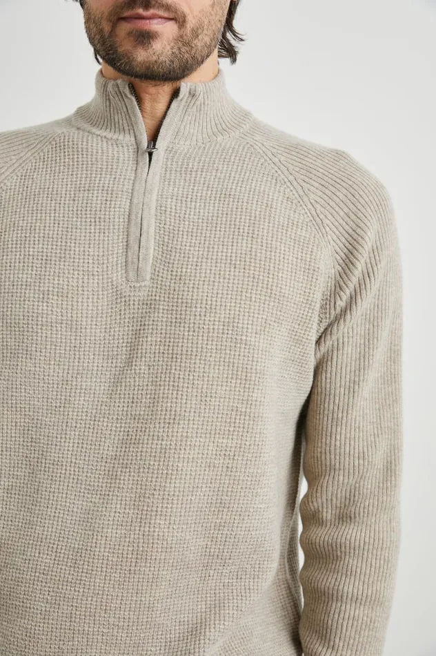 Rails Sweaters Men STARK QUARTER ZIP Oat Melange
