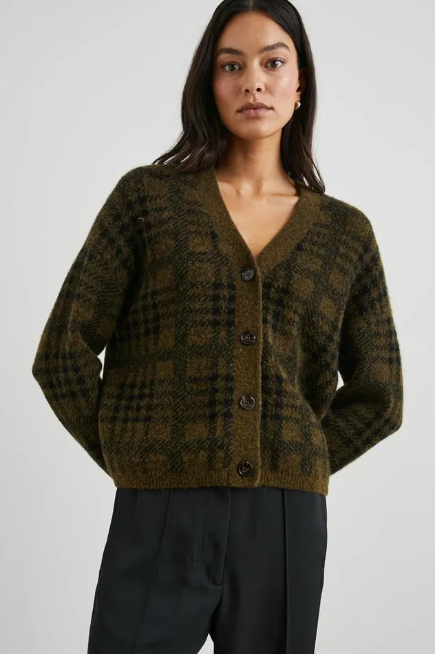 Rails Sweaters Women REESE CARDIGAN Olive Plaid