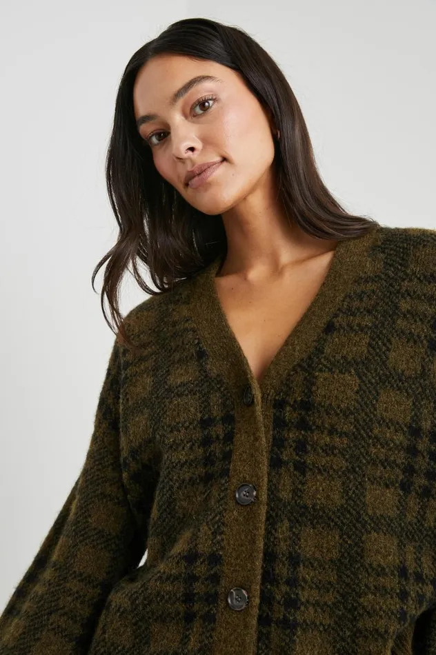 Rails Sweaters Women REESE CARDIGAN Olive Plaid