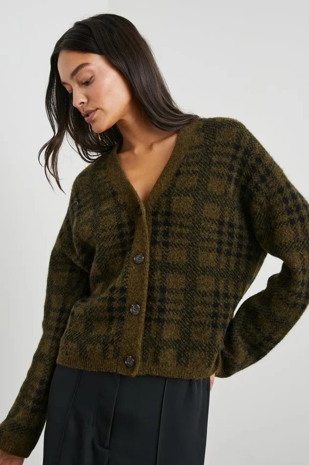 Rails Sweaters Women REESE CARDIGAN Olive Plaid