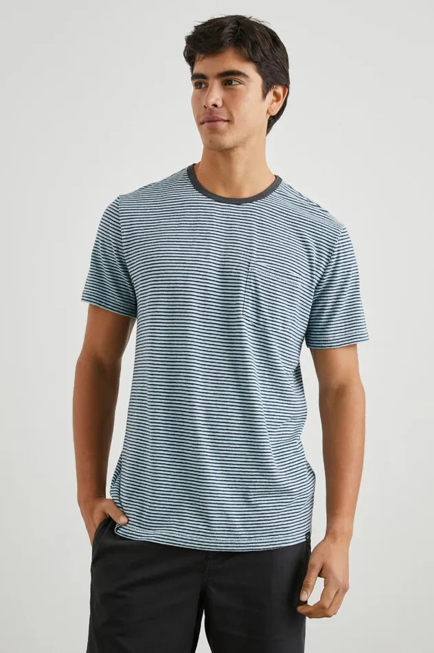Rails TShirts and Thermals Men VALENCIA TSHIRT Cerulean Sky Stripe