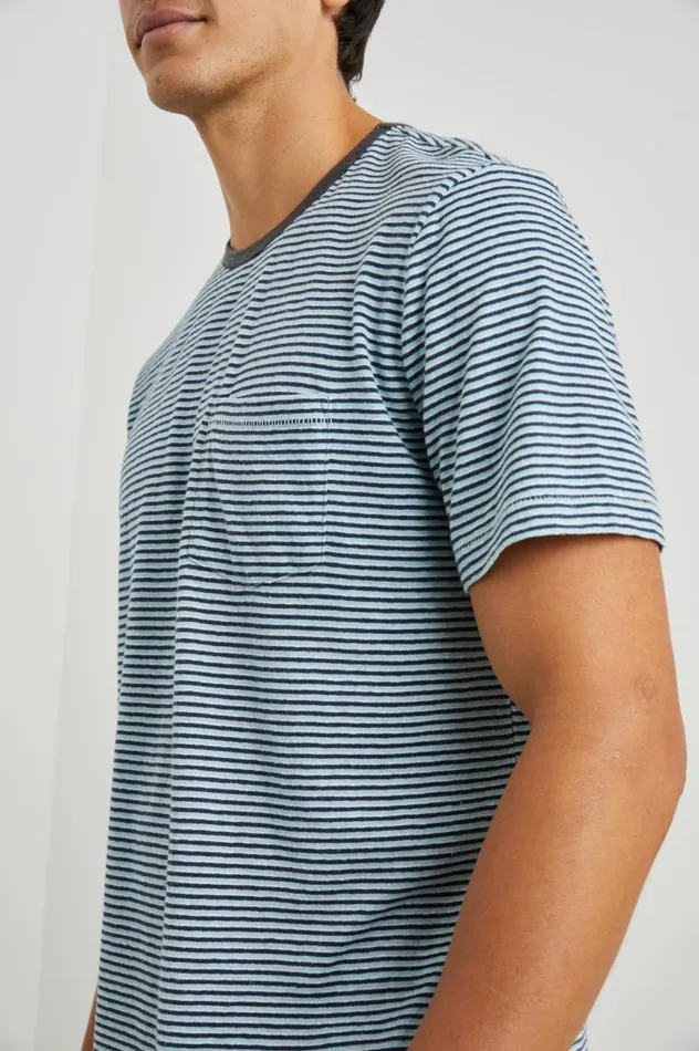 Rails TShirts and Thermals Men VALENCIA TSHIRT Cerulean Sky Stripe