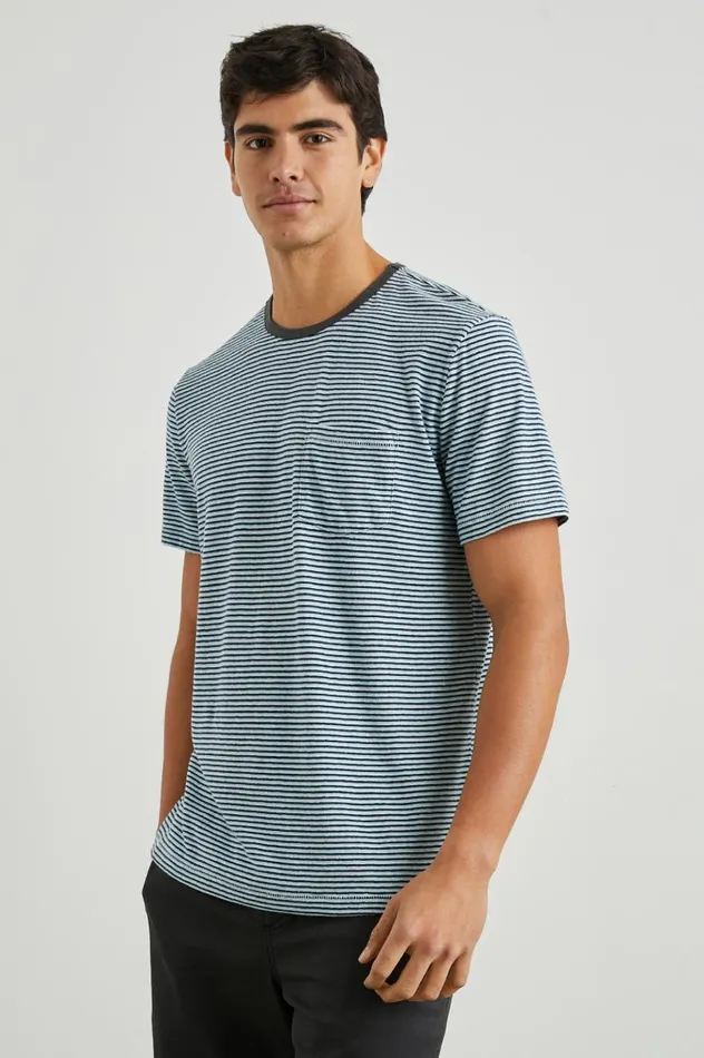 Rails TShirts and Thermals Men VALENCIA TSHIRT Cerulean Sky Stripe