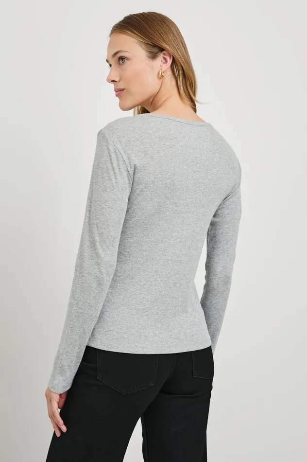 Rails Tees and Tanks Women ESSENTIAL HENLEY Heather Grey