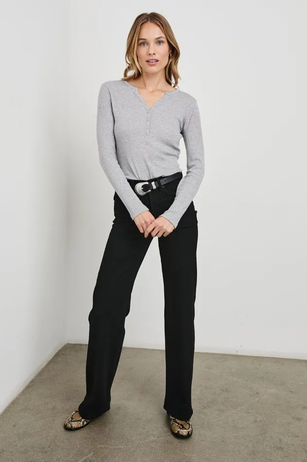 Rails Tees and Tanks Women ESSENTIAL HENLEY Heather Grey