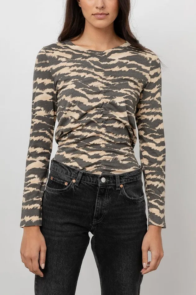 Rails Tops Women FREJA TSHIRT Tan New Wave Tiger