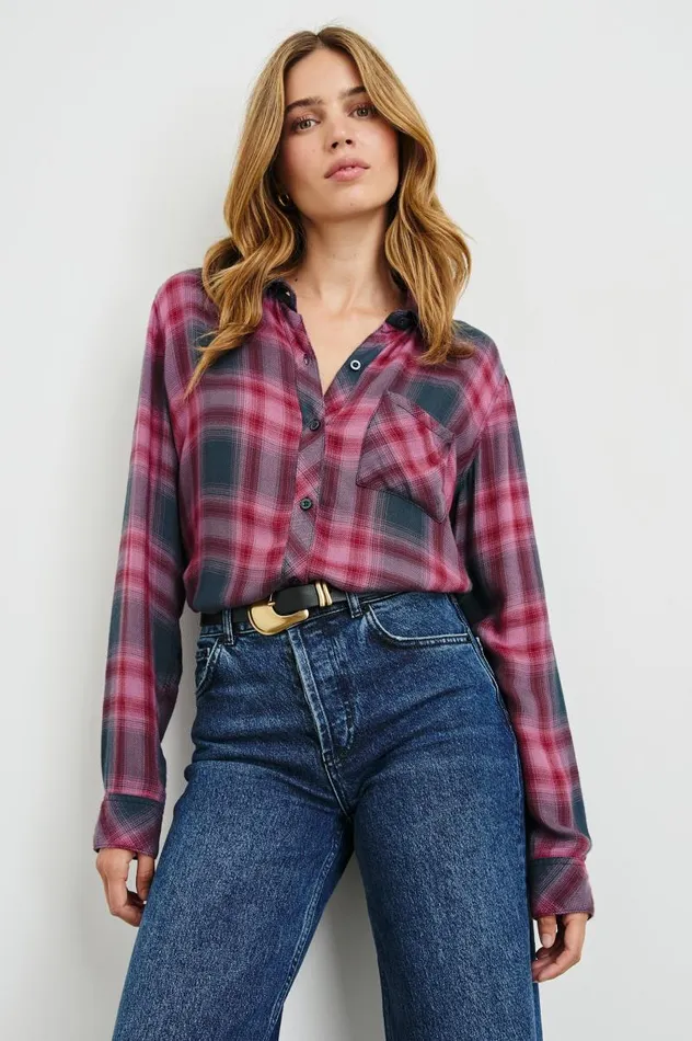 Rails Tops Women HUNTER SHIRT Dusty Mauve Evergreen