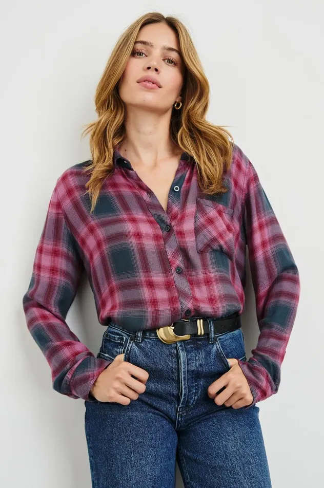 Rails Tops Women HUNTER SHIRT Dusty Mauve Evergreen