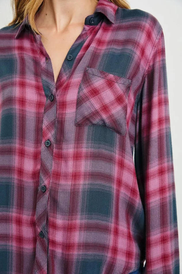 Rails Tops Women HUNTER SHIRT Dusty Mauve Evergreen