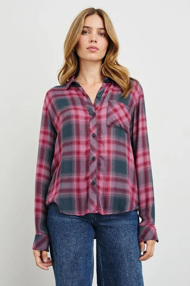 Rails Tops Women HUNTER SHIRT Dusty Mauve Evergreen