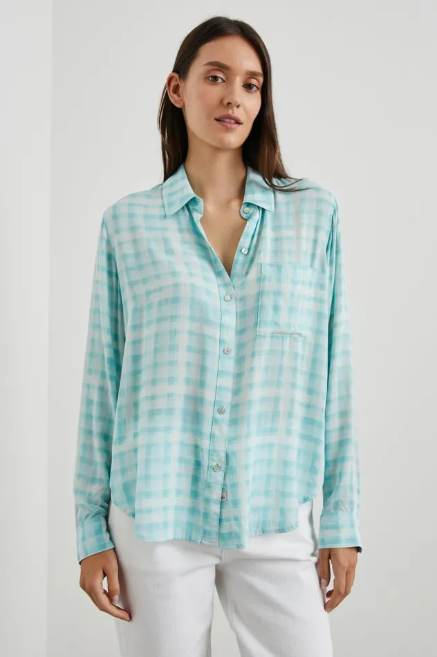 Rails Tops Women JOSEPHINE SHIRT Aqua Plaid