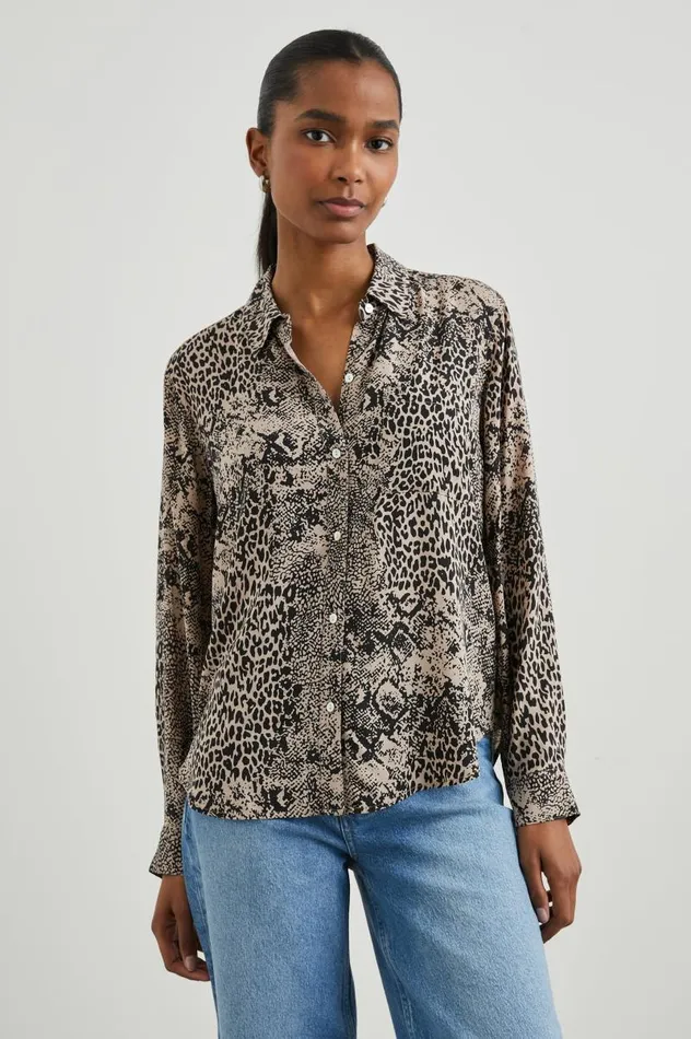 Rails Tops Women JOSEPHINE SHIRT Taupe Mixed Animal