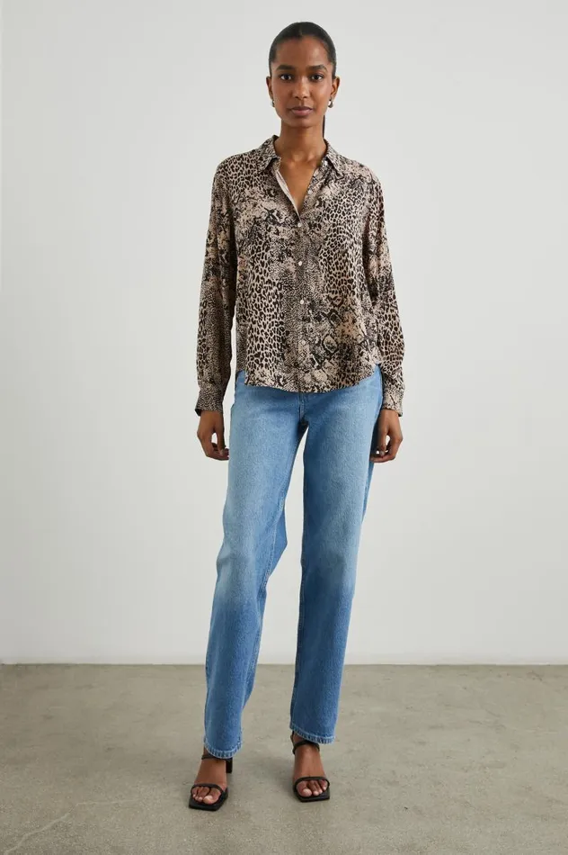 Rails Tops Women JOSEPHINE SHIRT Taupe Mixed Animal