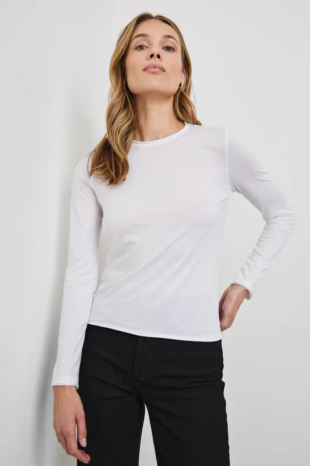 Rails Tops Women LONG SLEEVE CREW NECK TSHIRT White
