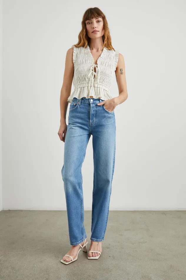 Rails Tops Women MARTINE TOP Ivory Seersucker
