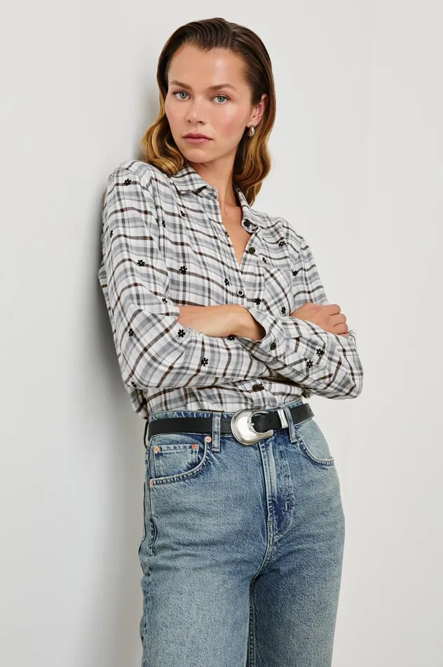 Rails Tops Women MILO SHIRT Stone Flocked Daisies