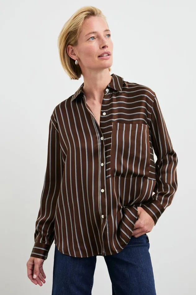 Rails Tops Women SPENCER SHIRT Baltic White Stripe