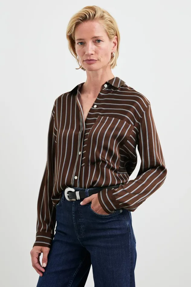 Rails Tops Women SPENCER SHIRT Baltic White Stripe