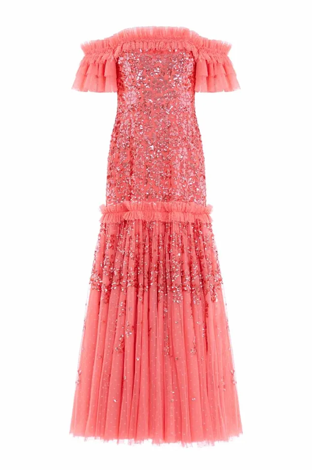 Regal Rose OffShoulder Gown Pink Women Needle and Thread Dresses