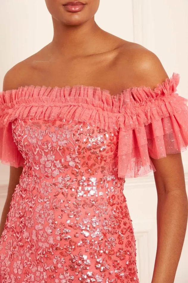 Regal Rose OffShoulder Gown Pink Women Needle and Thread Dresses