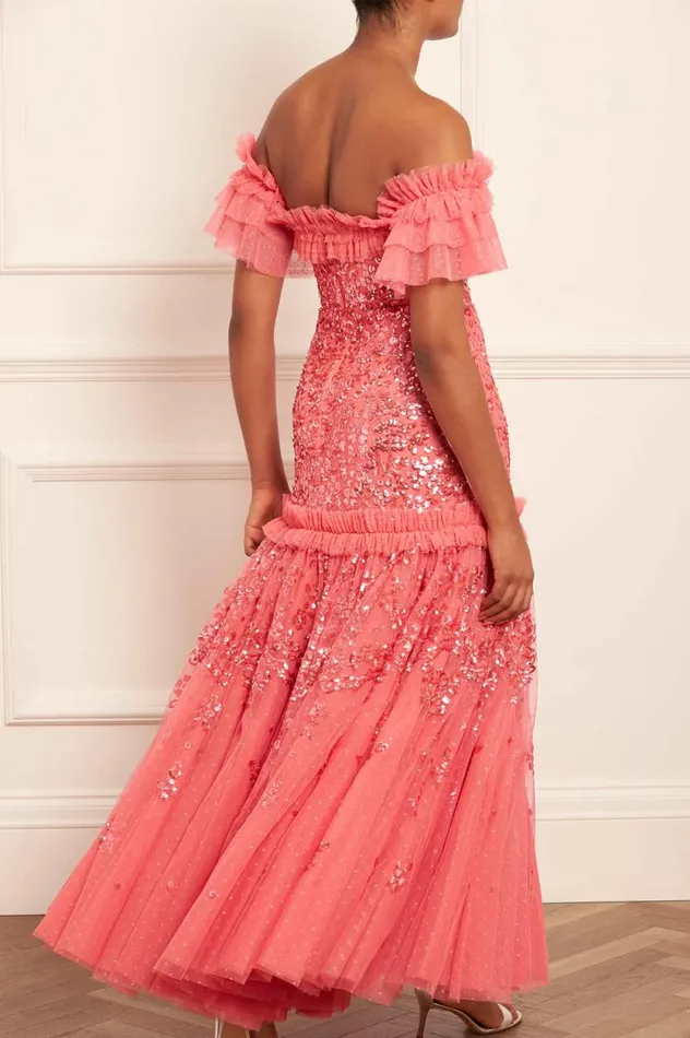 Regal Rose OffShoulder Gown Pink Women Needle and Thread Dresses