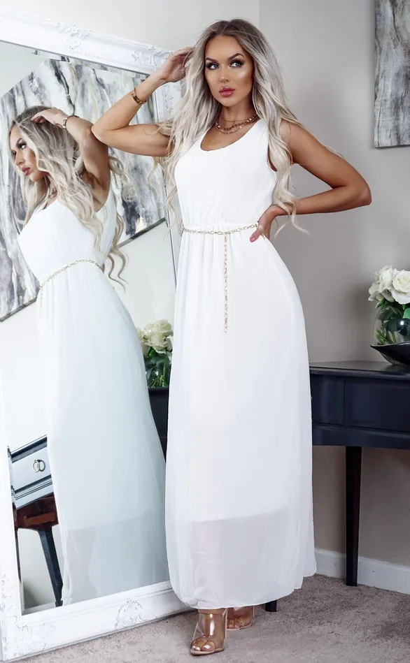 Rhian Ivory Chain Necklace Maxi Dress Women Missfiga Maxi Dresses