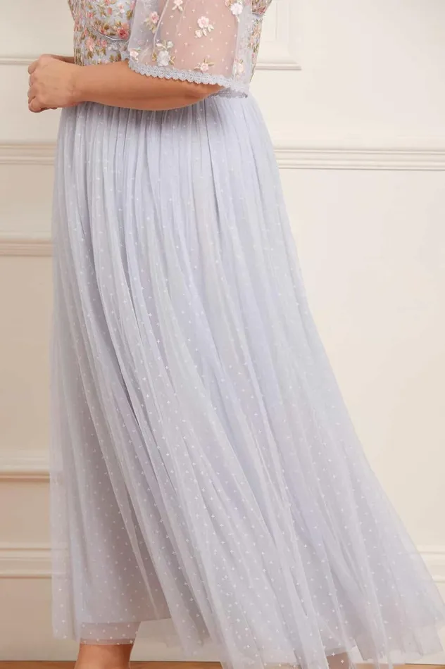 Ribbon Bouquet Bodice Ankle Gown Blue Women Needle and Thread Dresses