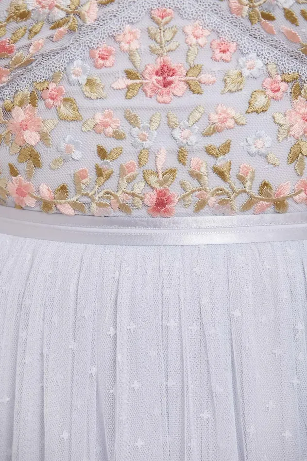 Ribbon Bouquet Bodice Ankle Gown Blue Women Needle and Thread Dresses