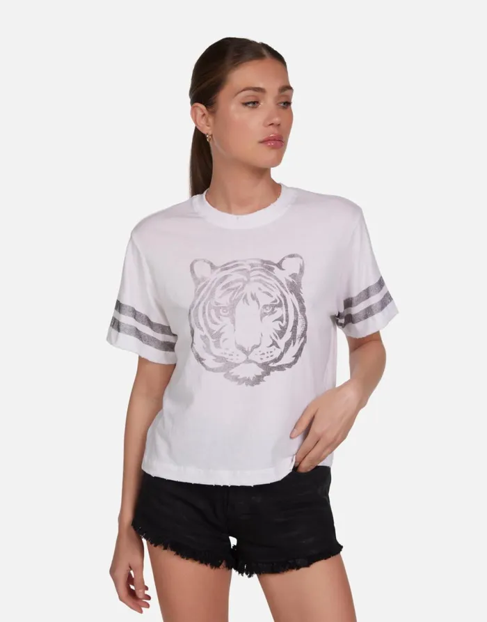 Rue Vintage Tiger Elements White Women039s Lauren Moshi Short Sleeve