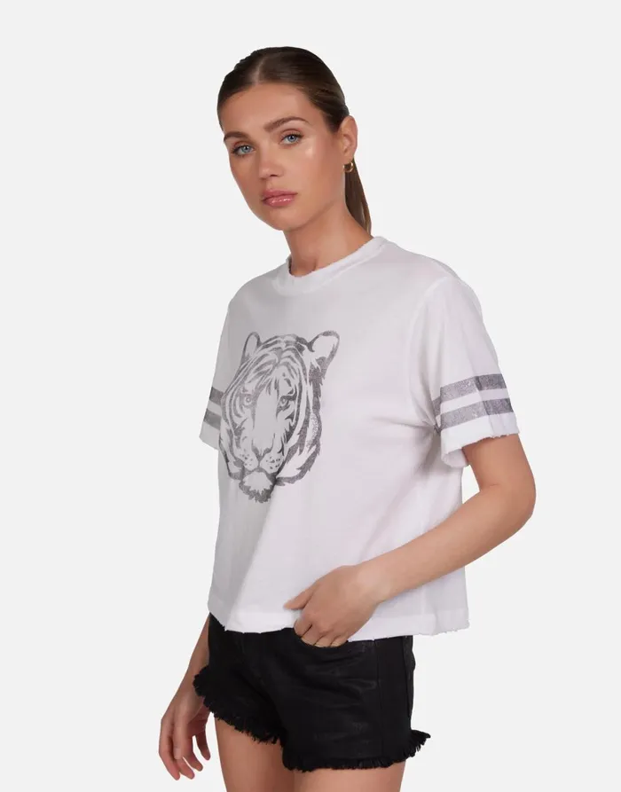 Rue Vintage Tiger Elements White Women039s Lauren Moshi Short Sleeve