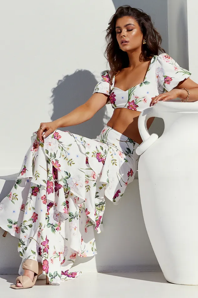 Runaway The Label Crops Shop Yokana Top 8211 White Floral Runaway The Label Crops Shop Yokana Top 8211 White Floral