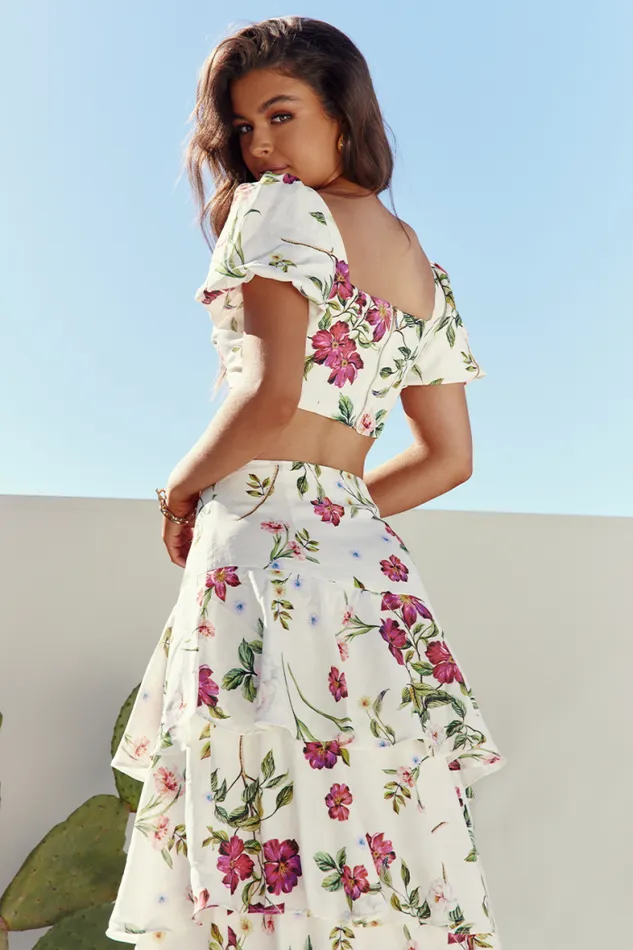 Runaway The Label Crops Shop Yokana Top 8211 White Floral Runaway The Label Crops Shop Yokana Top 8211 White Floral