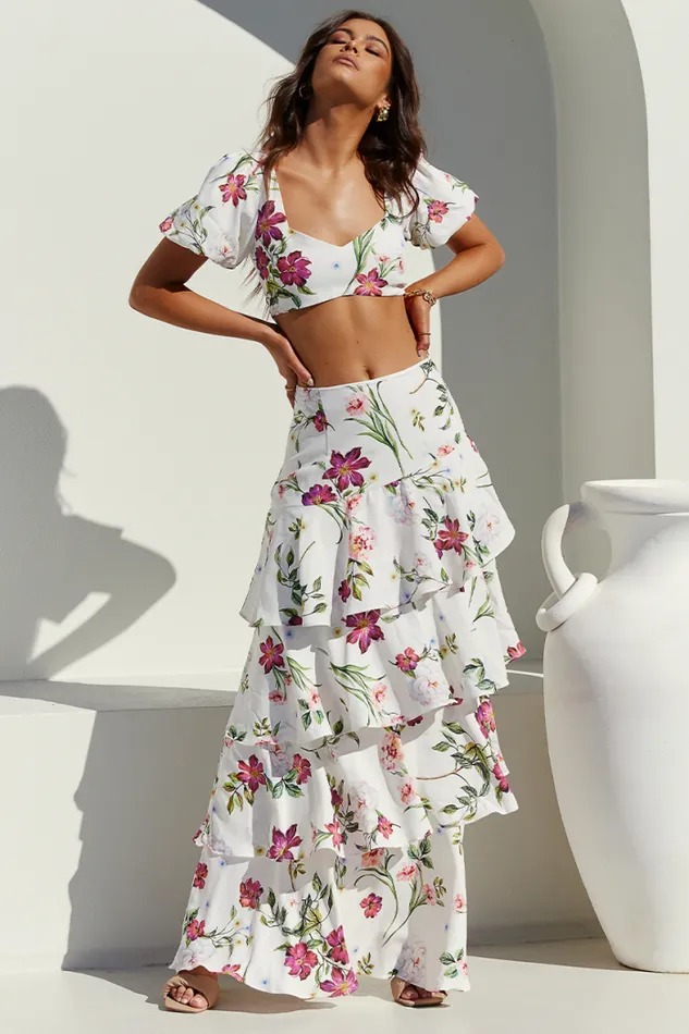 Runaway The Label Crops Shop Yokana Top 8211 White Floral Runaway The Label Crops Shop Yokana Top 8211 White Floral