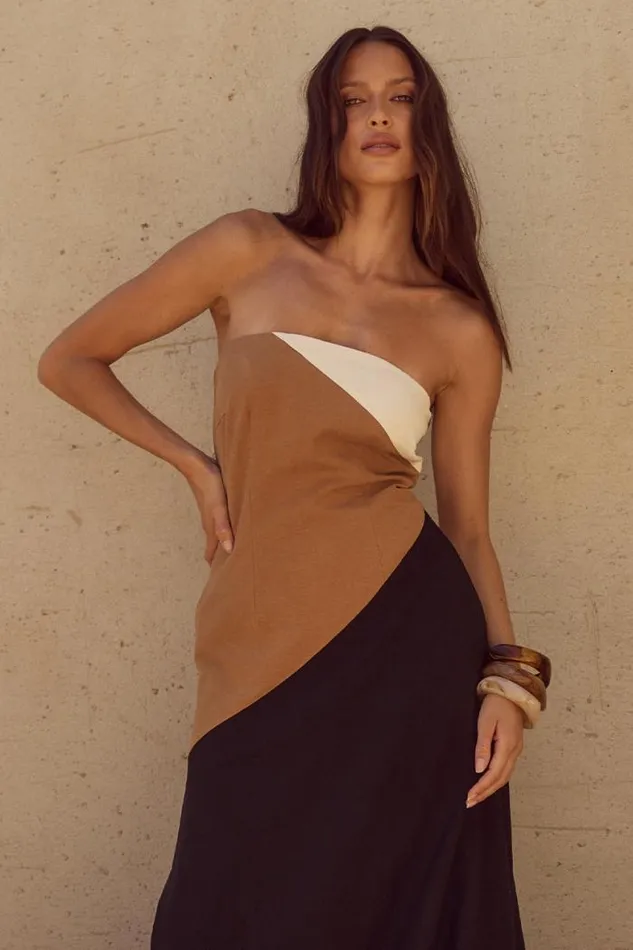 Runaway The Label Maxi Shop CALISSA MAXI DRESS 8211 CARAMEL MULTI