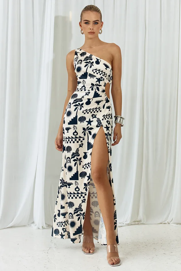 Runaway The Label Maxi Shop NAMMOS ASYM DRESS 8211 SANDBLACK
