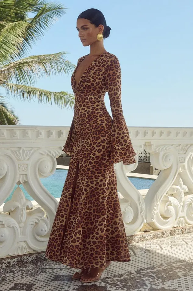 Runaway The Label Maxi Shop SARI MAXI DRESS 8211 LEOPARD PRINT