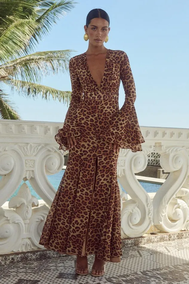 Runaway The Label Maxi Shop SARI MAXI DRESS 8211 LEOPARD PRINT