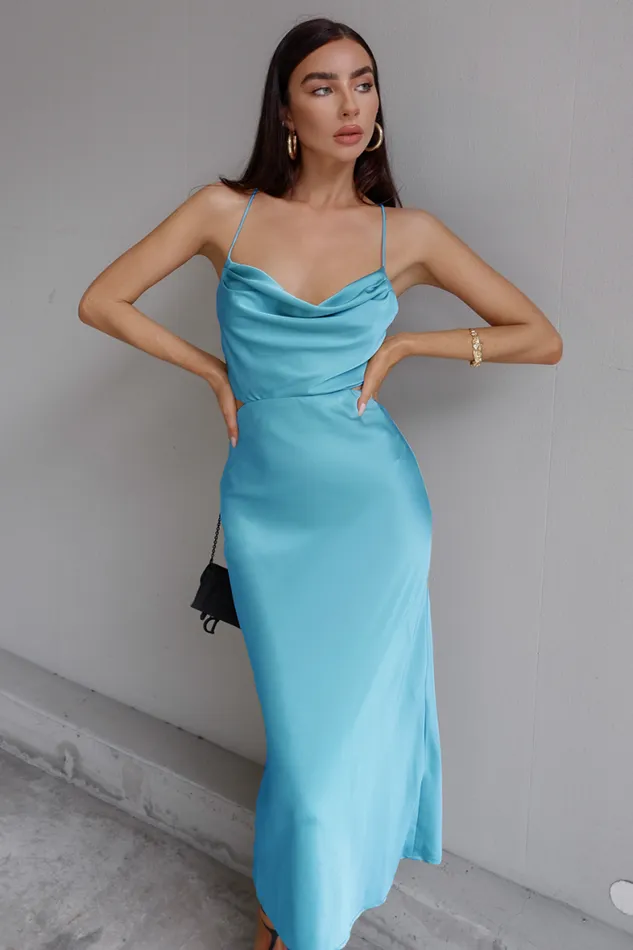 Runaway The Label Midi Shop Charis Slip Dress 8211 Aqua