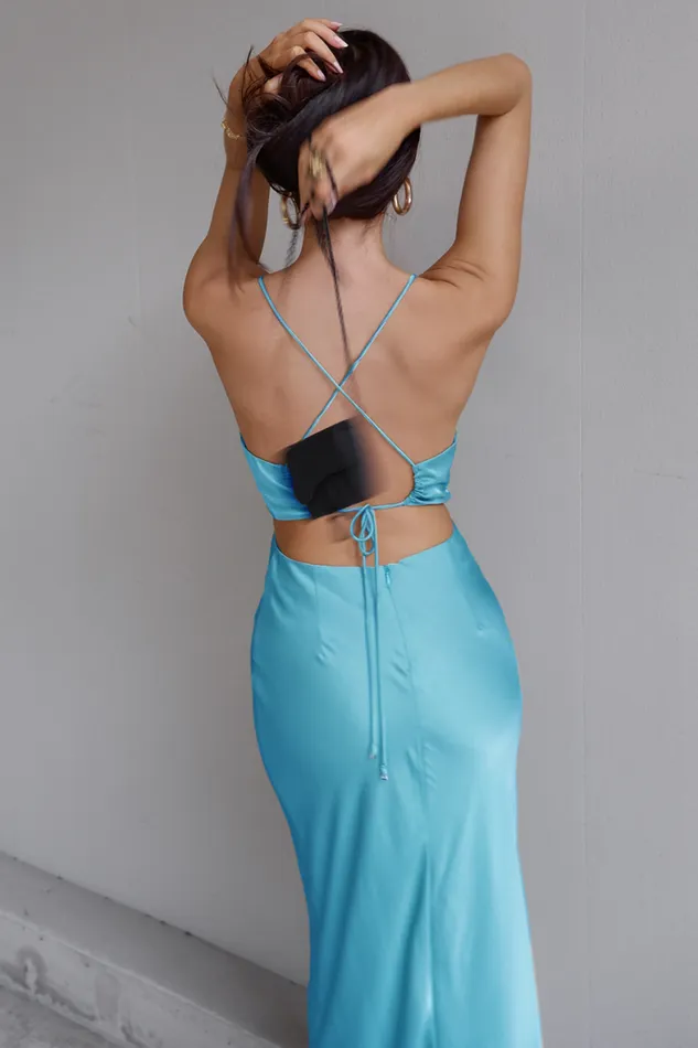 Runaway The Label Midi Shop Charis Slip Dress 8211 Aqua Runaway The Label Midi Shop Charis Slip Dress 8211 Aqua