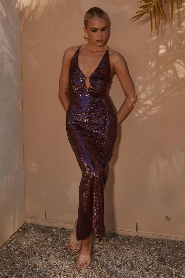 Runaway The Label Midi Shop HADID LONG MIDI DRESS 8211 MERLOT