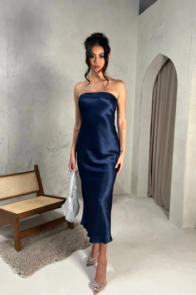Runaway The Label Midi Shop LEILA SLIP DRESS 8211 NAVY
