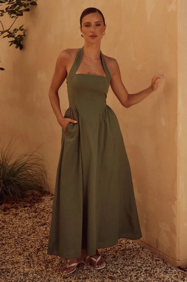 Runaway The Label Midi Shop LOCKLEA MIDI DRESS 8211 KHAKI