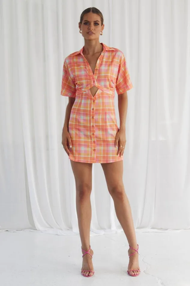 Runaway The Label Mini Shop Avena Mini Dress 8211 Orange Check Runaway The Label Mini Shop Avena Mini Dress 8211 Orange Check