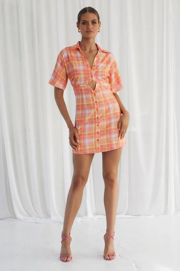 Runaway The Label Mini Shop Avena Mini Dress 8211 Orange Check Runaway The Label Mini Shop Avena Mini Dress 8211 Orange Check
