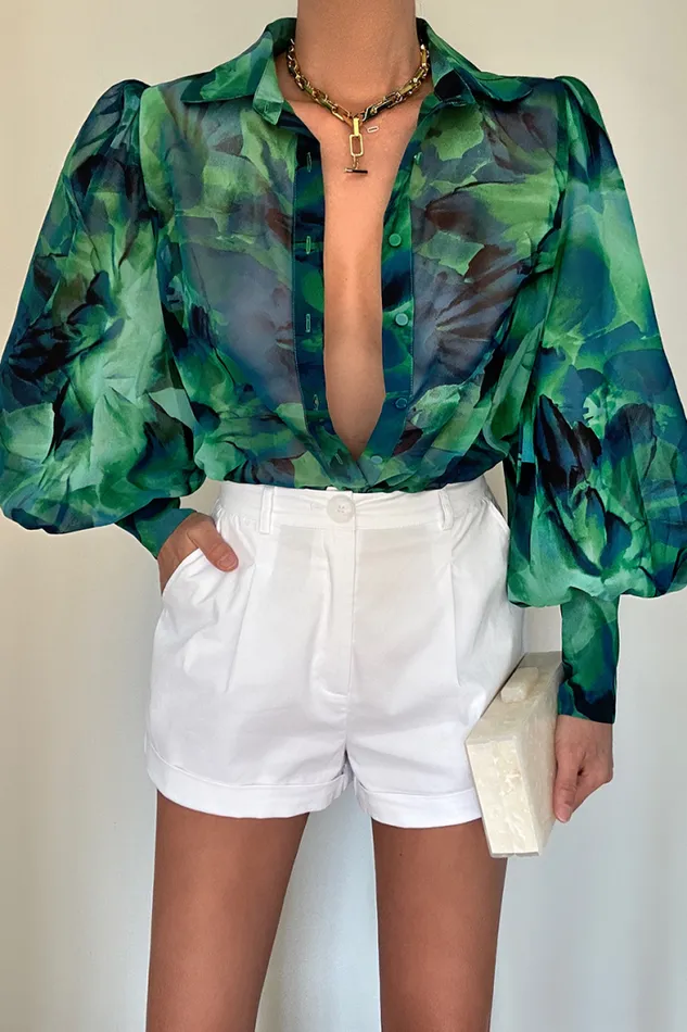 Runaway The Label Shirts and Blouses Shop Calista Shirt 8211 Green Floral
